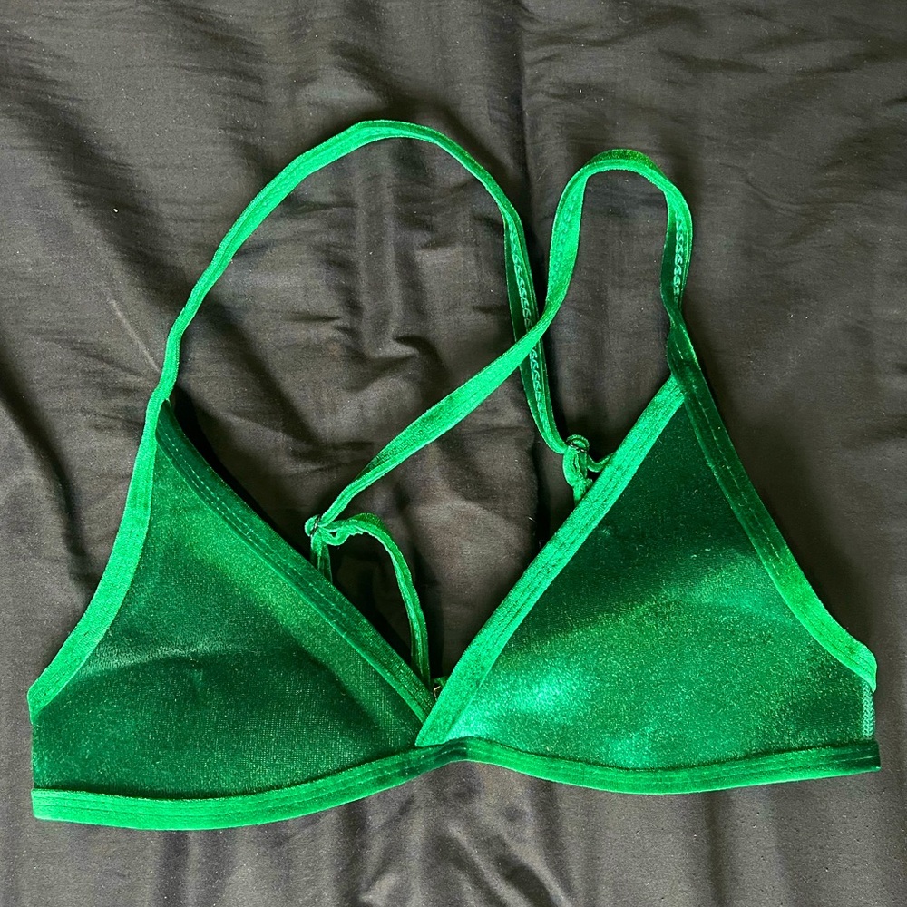 Green Velvet Hoaka Bikini Top